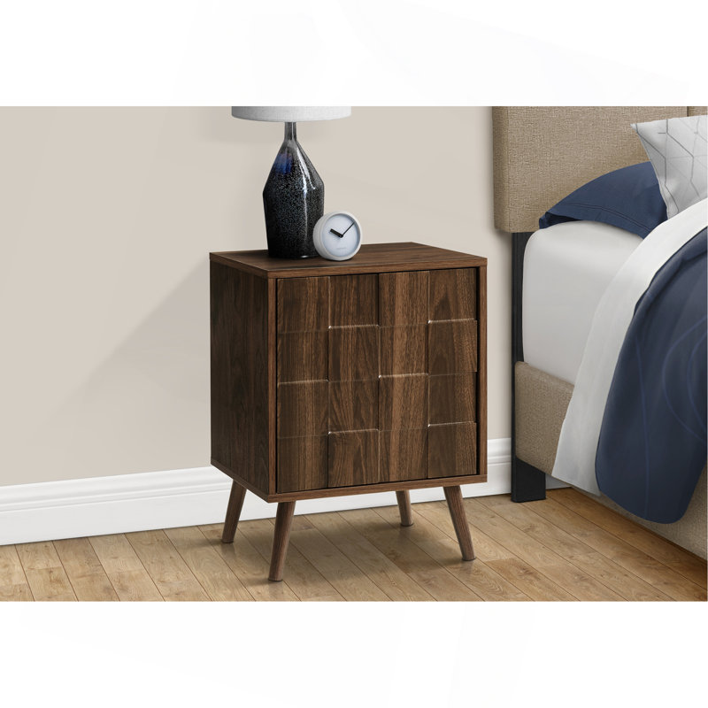 Table d'appoint, bout, table d'appoint, petit, rangement, lampe, stratifié noyer, moderne