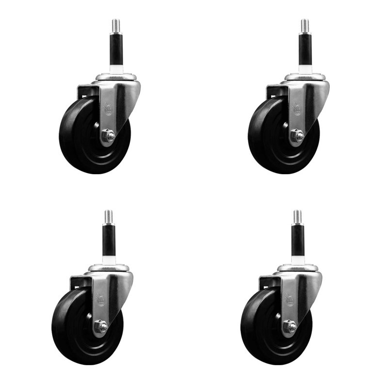 Ensemble de roulettes extensibles à roulettes en caoutchouc souple SCC NB 4 po x 7/8 po