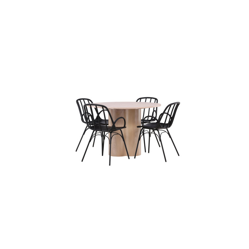 Rutland 4 - Person Dining Set, Black, Black, White