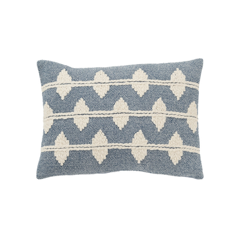 Housse de coussin rectangulaire avec insert lombaire 100% coton Heiden, Bleu