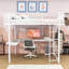 Lit mezzanine en métal avec bureau en forme de L, bande lumineuse à DEL, station de charge, plateau de tour pour PC et zone de suspension-129458570-129458569