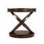 Table de bout ronde en bois rétro, table d'appoint avec base en X pour salle à manger ou salon en famille.  Espresso