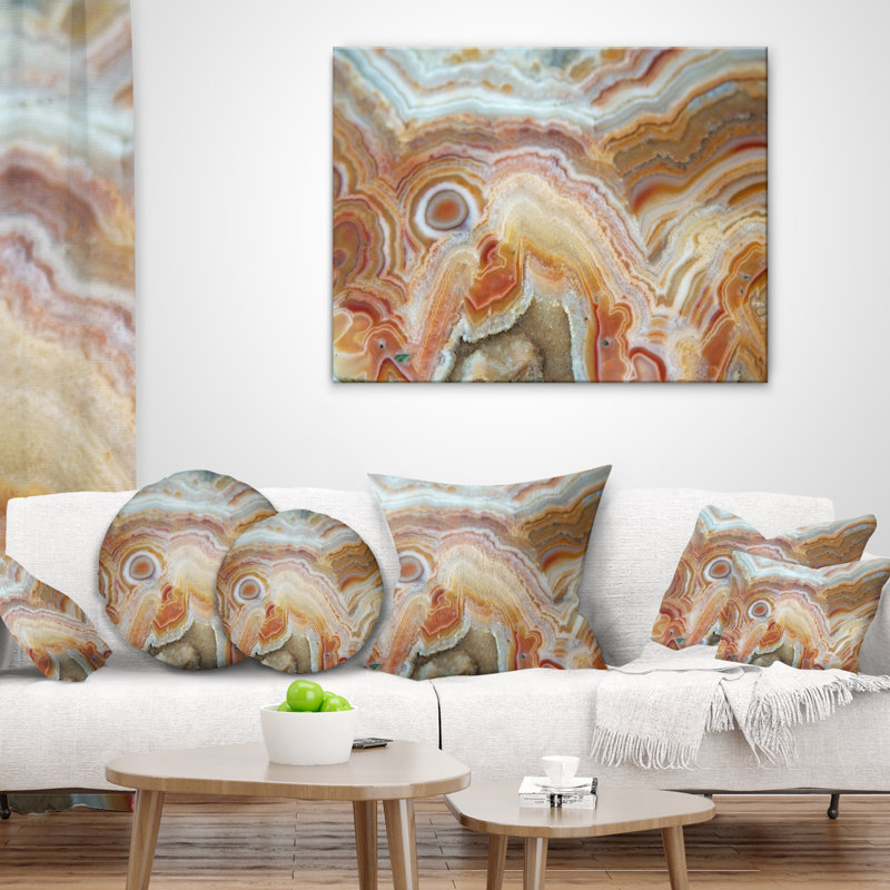Coussin lombaire à rayures abstraites et ovales sur agate
