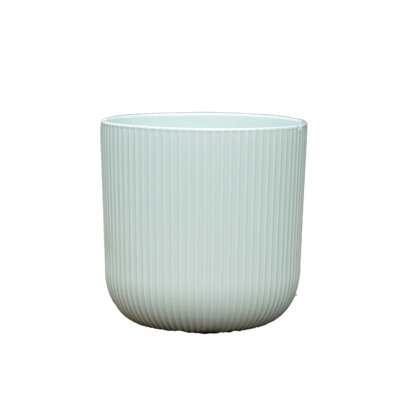 Fluted Cylinder Planter (No Saucer) Medium Glazed Ceramic Pot (Case of 2) - Yount Outdoor