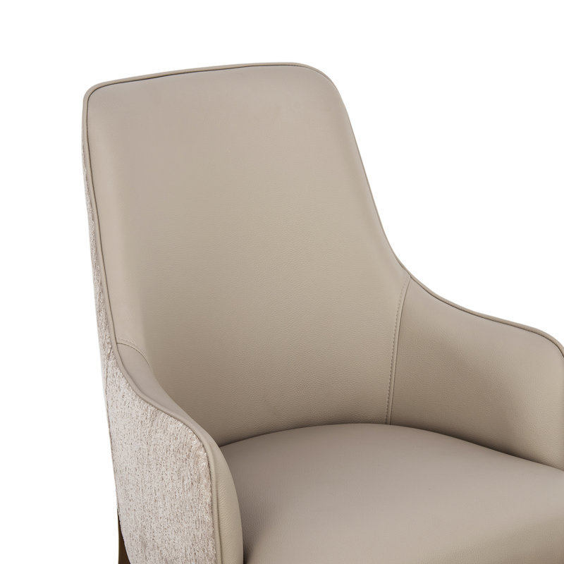 Fauteuil taupe en chenille et similicuir Belmont