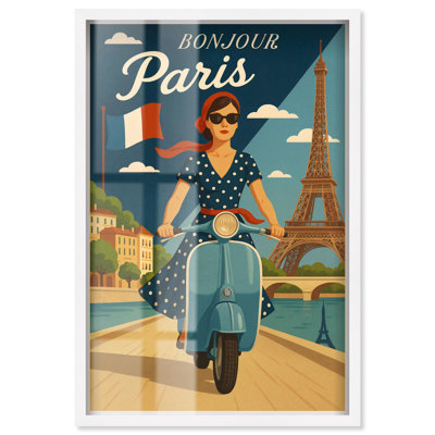 Scooter, voyage français, boîte à ombre, affiche de voyage, Art par Art Remedy