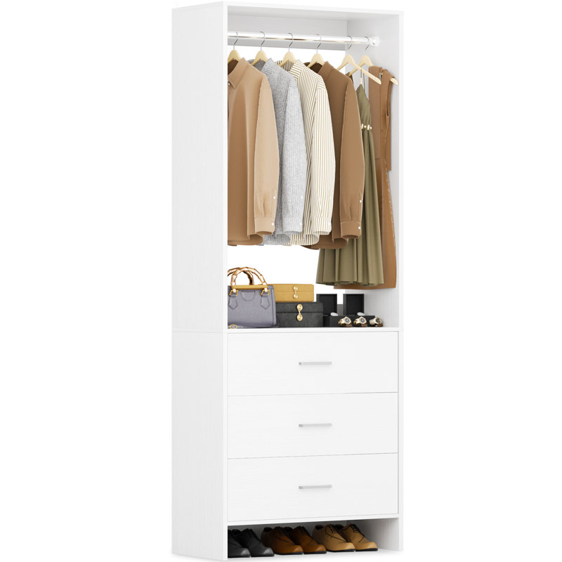 24'' W Closet System with Wooden Drawers, White