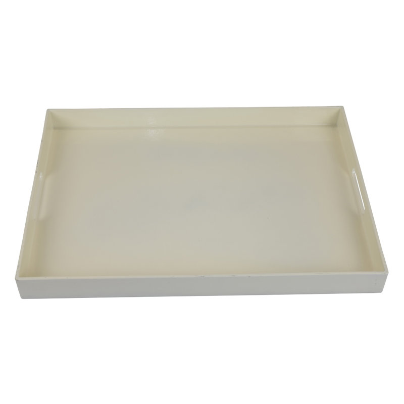 Diana Serving Tray with Integrated Handles, White Polyurethane 19x14, White
