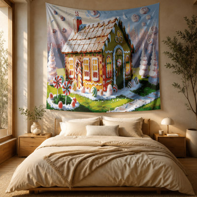 Tapisserie murale «Christmas Gingerbread House with candy»