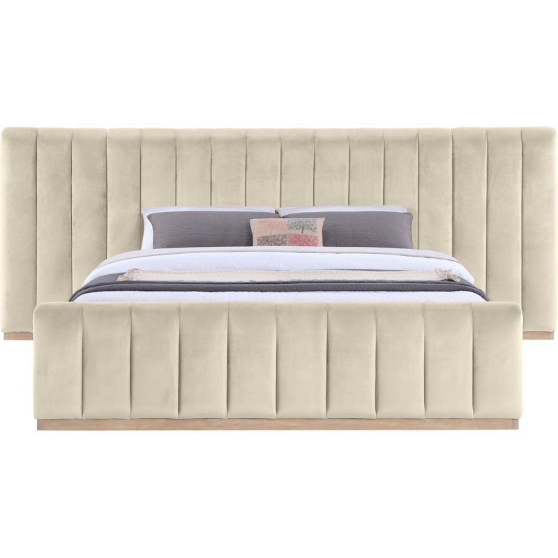 Amara Velvet Bed, King, Cream Velvet