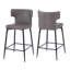 28 tabourets de bar à hauteur de comptoir de 28 po, de 2 chaises grises modernes avec repose-pieds en cuir de polyuréthane et métal rembourrés de mousse pour tabourets de 28 po (2), rembourrés et pratiques