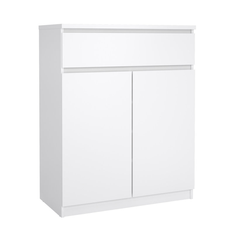 Buffet 1 tiroir 2 portes Jada, Blanc ultrabrillant