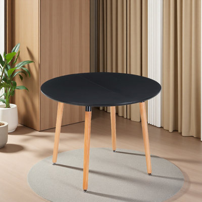 Table extensible, table de salle à manger, table de bureau, table basse, pieds en bois, plateau en panneau de fibres à densité moyenne, 100/140 / 180x100x75cm