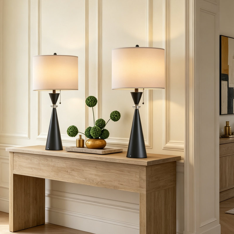 Ensemble de 2 lampes de table USB à lumière chaude, éclairage minimaliste à base métallique pour la décoration intérieure