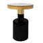 Table de bout ronde de 20 po, plateau en marbre blanc naturel à bande dorée, base en piédestal en fer recouvert d'émail noir
