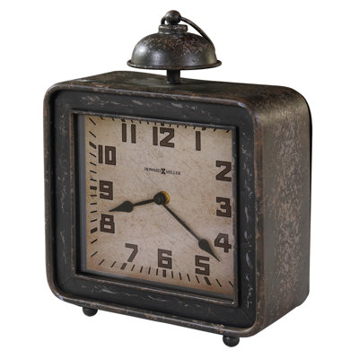 Rustic Analogue Metal Quartz Movement / Crystal Tabletop Clock in Antique Black