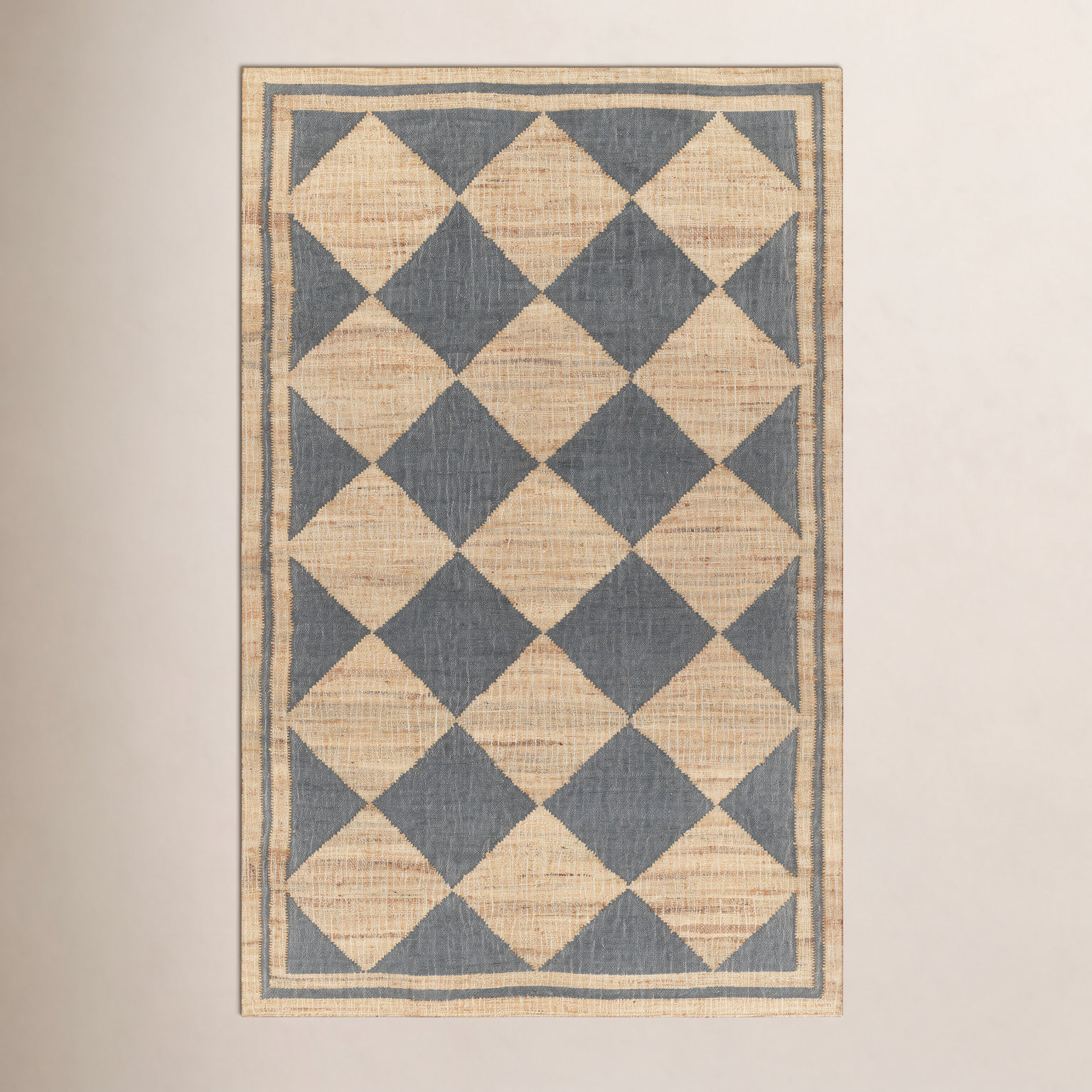 Orchard Court Blue Hand-Woven Geometric Jute Rug, Rectangle 5' X 8'