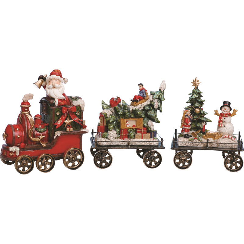 Ensemble de train de Noël multicolore en résine 14,5 po