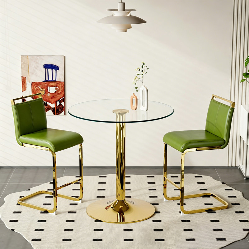 Ensemble de table de bar et chaises pour 2, Doré, Green/Gold