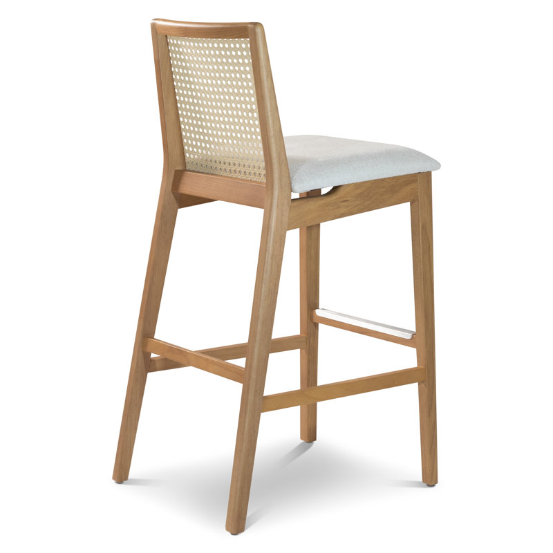 Modern Brazilian Nardia Cane Bar Stool, Light Gray/Domasco/Natural, Bar Stool (29.5" Seat Height)