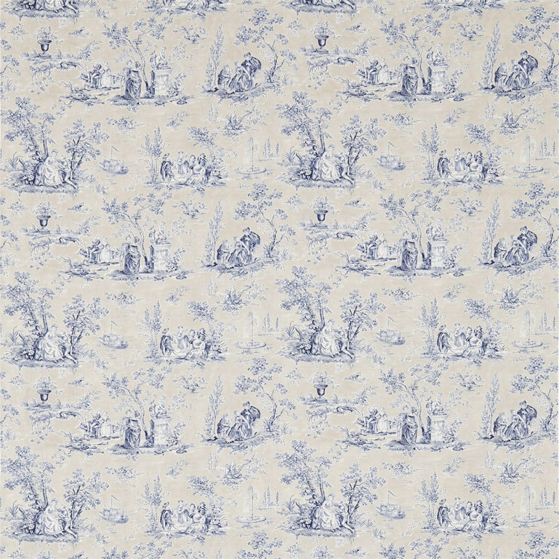 Josette Fabric, Indigo/Taupe