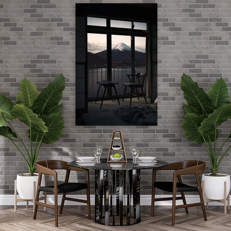 Serene Fuji Window View Abstract Contemporary Wall Art Print 1 Piece Wrapped Canvas Wall Art, 152.4cm H x 101.6cm W
