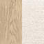 Lit à oreilles Eastern King avec finition en chêne beige, style bord de mer, plateforme, tête de lit tapissier en tissu, lit en peuplier massif et contreplaqué