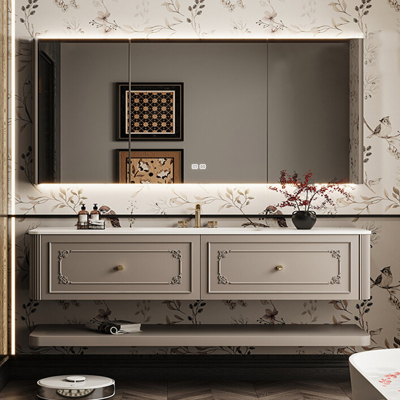 American-style light luxury bathroom cabinet, Light Gray, 18.35" H x 59.06" W x 21.65" D