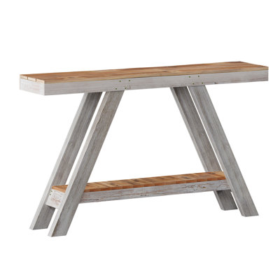 46" Naturally Weathered Reclaimed Solid Wood Console Table