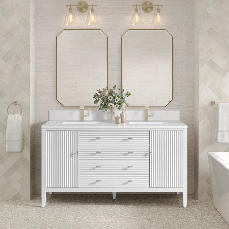 Myrrin 60'' W Double Vanity, White Zeus, Bright White, Single-Hole