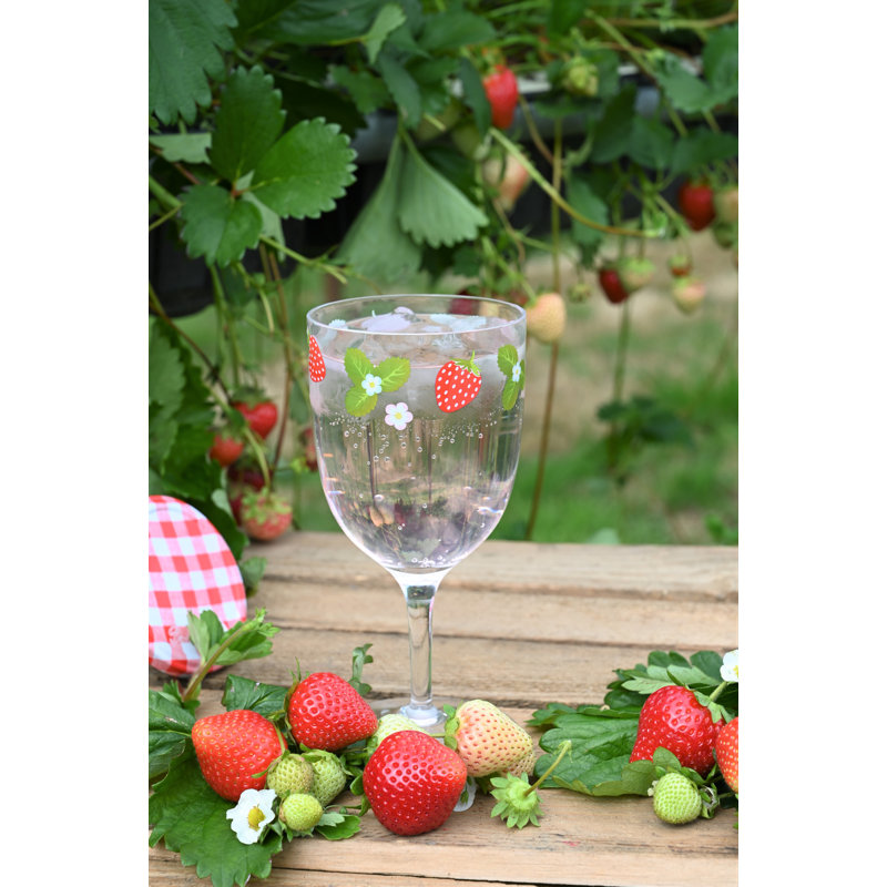 Strawberries & Cream decorated 350ml Picnic Wine Glass