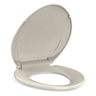Siège de toilette commercial à fermeture en douceur - fermeture rapide, polypropylène durable, conception stable et sans changement de vitesse, installation et nettoyage faciles, convient aux toilettes allongées de 19 po, amande