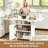 Dining Table with 6 Wheels, storage rack and cabinet
