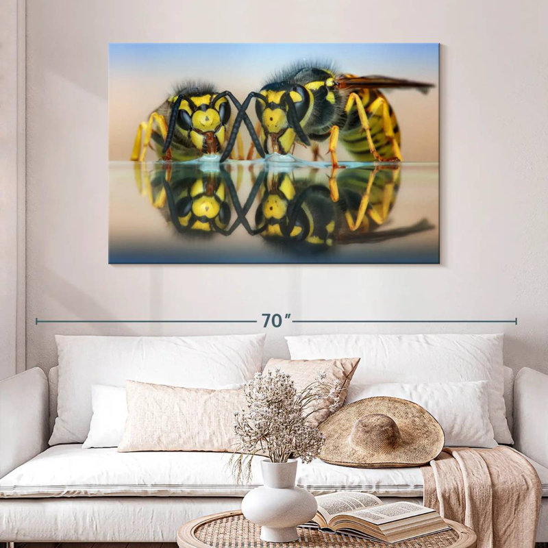 Brampt Two Wasps On Glass Table, 32" H x 48" W