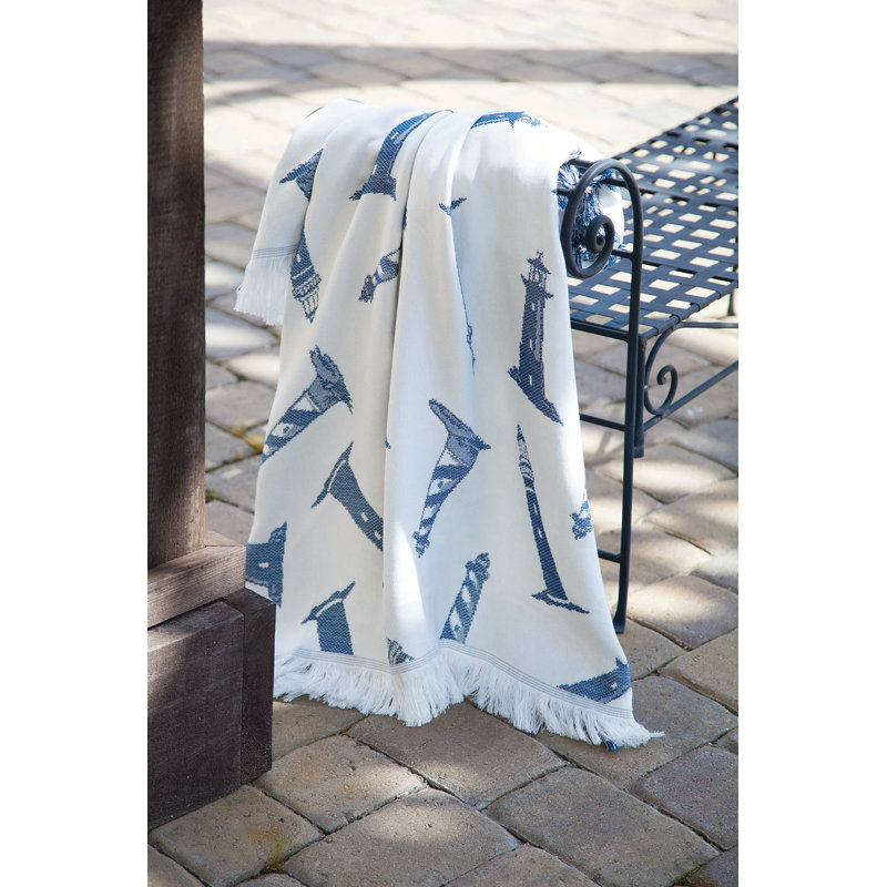 Manual Woodworkers & Weavers Lighthouse Navy Rayon Throw Blanket – 48"x60"