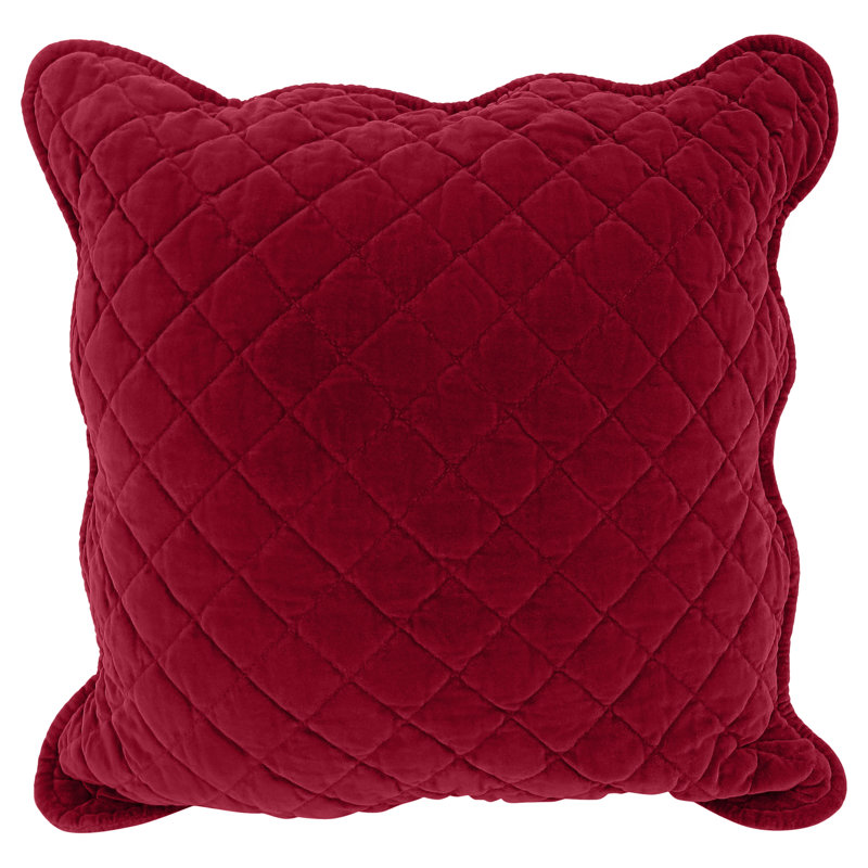 Monterra Cotton Geometric Square Cushion, Red