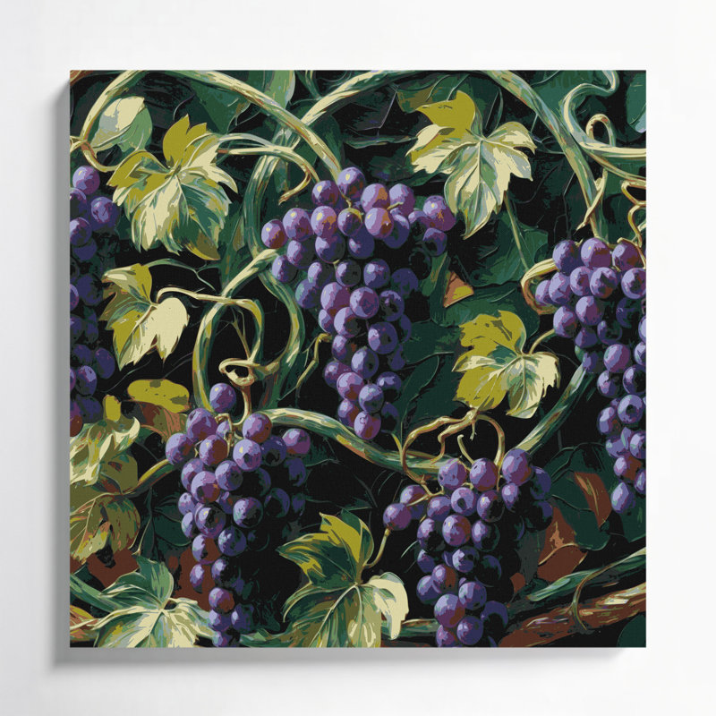 Art mural sur toile Botanical Grape Vines, H 16 po x l 16 po