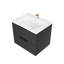 Meuble-lavabo suspendu noir moderne de 61 cm (24 pouces) avec lavabo en céramique et tiroir en forme de U, grand espace de rangement pour les produits de soins personnels. Tiroirs cannelés pour une durabilité accrue et une ouverture/fermeture fluide.
