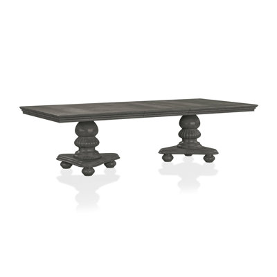 103" W Transitional Dining Table, Grey, Grey