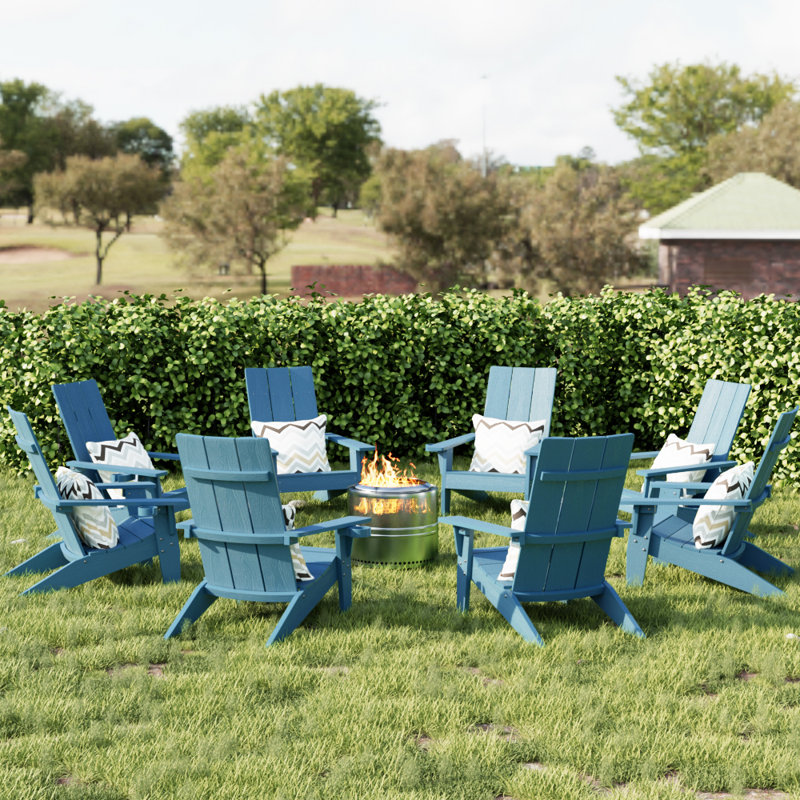All Weather Outdoor Plastic Adirondack Chair (set of 8), Blue