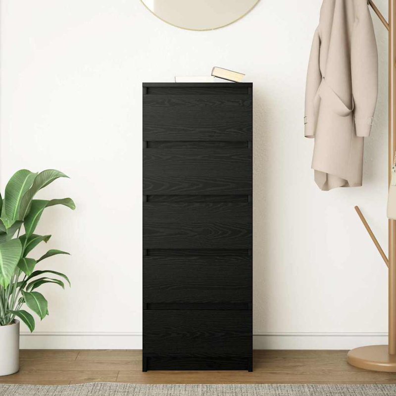 Sideboard With Drawers 37.5X35x99 Cm Engineered Wood, Black Oak