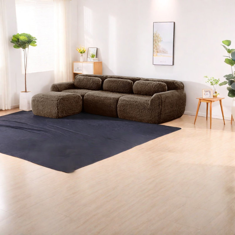 Comfortable Modular Sofas, Plush Chocolate Fabric For Living Rooms