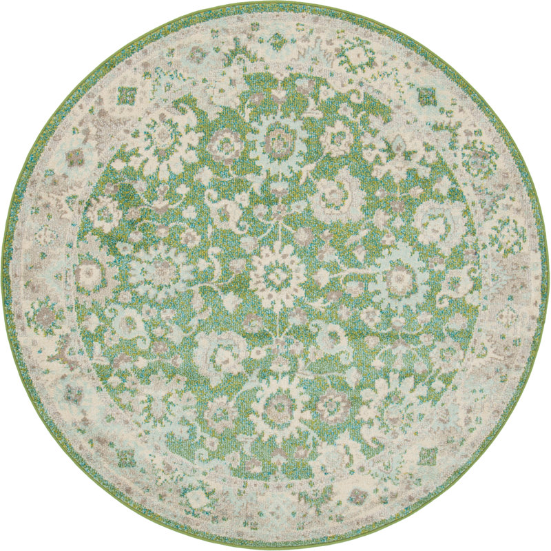 Kalf Green/Ivory Rug, Round 183cm