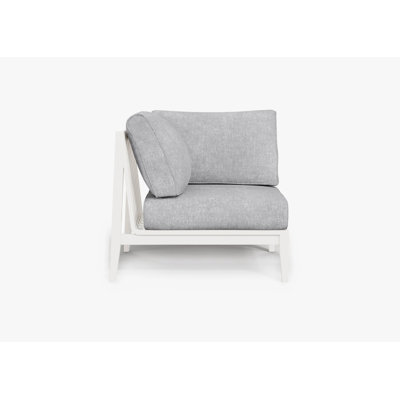 White Aluminum Outdoor Corner Chair - Right; Pacific Fog Grey