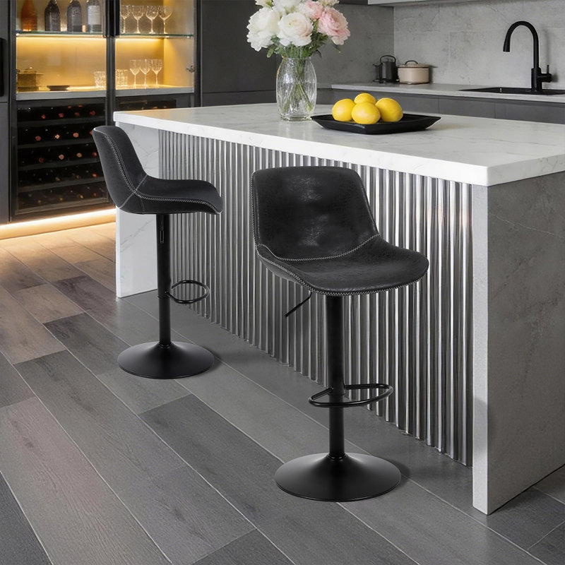 Tabouret de bar rotatif à hauteur réglable Jeninne, Noir, noir, noir, noir, 2