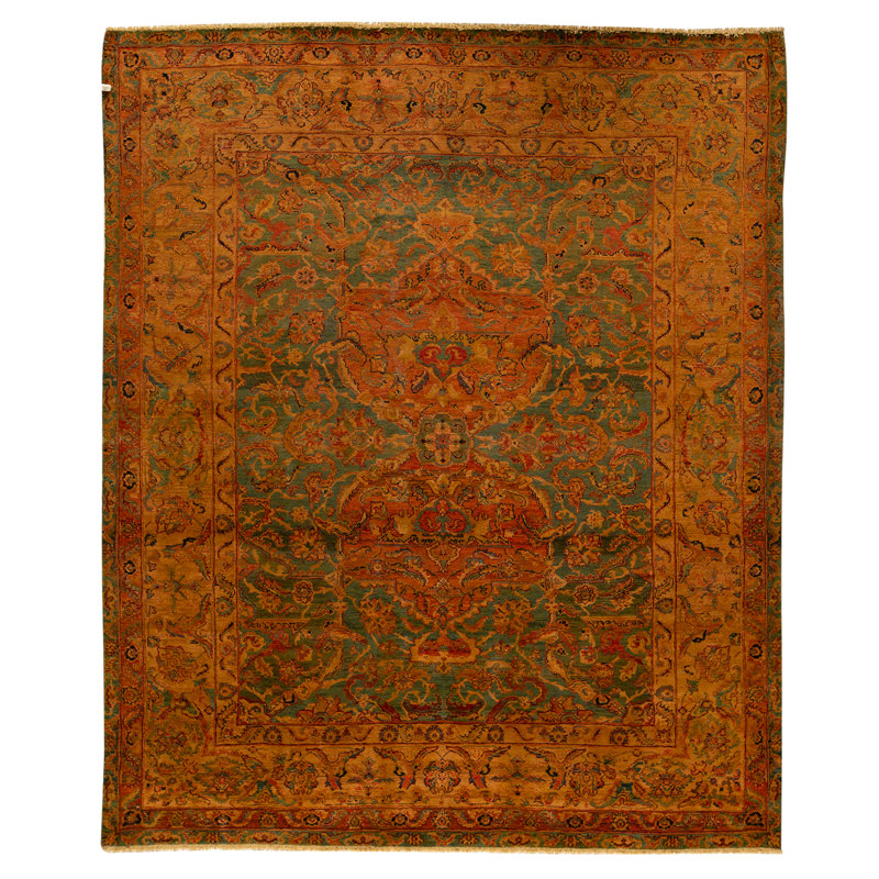 Hand Knotted Wool Area Rug in Blue