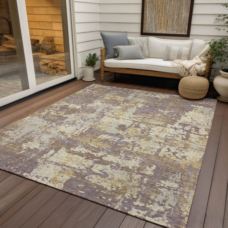Caelan Purple Washable Indoor-Outdoor Rug - , 5' x 7'6"