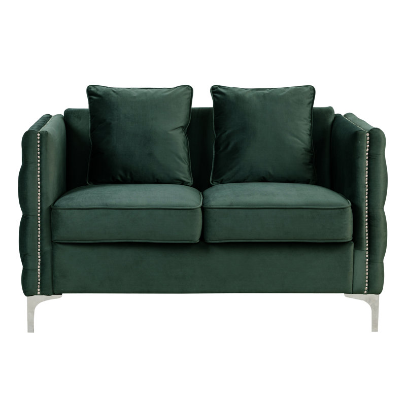Matteo 53'' Velvet Loveseat, Green