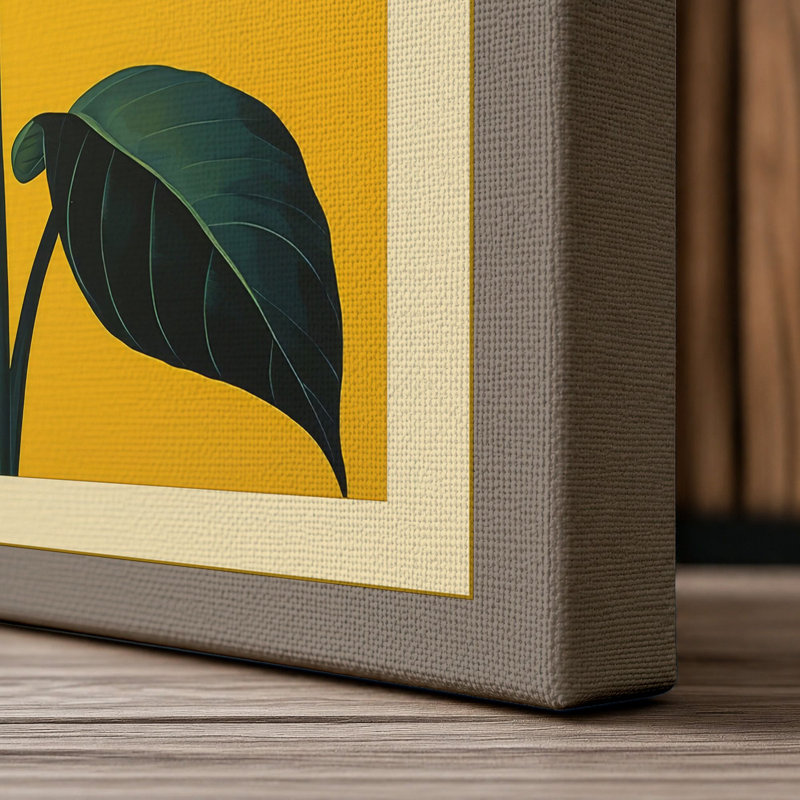 Golden Daisy Botanical 1 Piece Wrapped Canvas Wall Art, 18x12 - 45.7 x 30.5 cm, Taupe Border