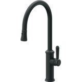 Davoli Pull-Down Kitchen Faucet with Button Sprayer - High Arc Spout